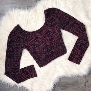 Forever 21 Crisscross Back Crop Top Long Sleeve